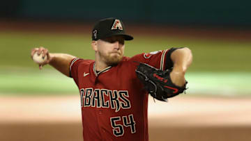 PHOENIX, ARIZONA - JULY 06: Pitcher James Sherfy #54 of the Arizona Diamondbacks throws a pitch during an intrasquad game ahead of the abbreviated MLB season at Chase Field on July 06, 2020 in Phoenix, Arizona. The 2020 season, which has been postponed since March due to the COVID-19 pandemic, is set to start later this month. (Photo by Christian Petersen/Getty Images)