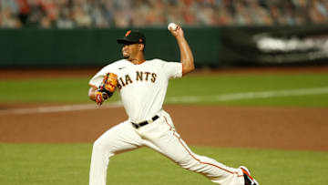 Wandy Peralta #60 of the SF Giants pitches against the Colorado Rockies at Oracle Park on September 21, 2020. (Photo by Lachlan Cunningham/Getty Images)