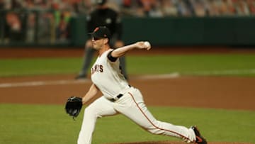 SAN FRANCISCO, CALIFORNIA - SEPTEMBER 22: Tony Watson #56 of the San Francisco Giants pitches against the Colorado Rockies at Oracle Park on September 22, 2020 in San Francisco, California. (Photo by Lachlan Cunningham/Getty Images)