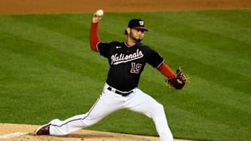 WASHINGTON, DC - SEPTEMBER 26: Anibal Sanchez #19 of the Washington Nationals pitches against the New York Mets during game 2 of a double header at Nationals Park on September 26, 2020 in Washington, DC. (Photo by G Fiume/Getty Images)