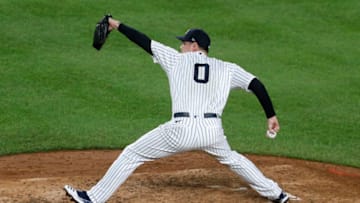 Adam Ottavino #0 of the New York Yankees in action against the Tampa Bay Rays at Yankee Stadium on September 02, 2020 in New York City. (Photo by Jim McIsaac/Getty Images)
