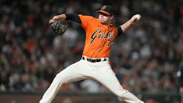 SAN FRANCISCO, CALIFORNIA - JULY 30: Sammy Long #73 of the SF Giants pitches against the Houston Astros in the top of the six inning at Oracle Park on July 30, 2021 in San Francisco, California. (Photo by Thearon W. Henderson/Getty Images)