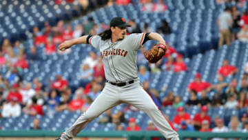 PHILADELPHIA, PA - MAY 07: Starter Jeff Samardzija #29 of the San Francisco Giants throws a pitch in the first inning during a game against the Philadelphia Phillies at Citizens Bank Park on May 7, 2018 in Philadelphia, Pennsylvania. (Photo by Hunter Martin/Getty Images)
