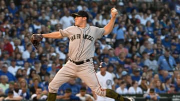 CHICAGO, IL - MAY 27: Ty Blach #50 of the San Francisco Giants pitches against the Chicago Cubs during the first inning on May 27, 2018 at Wrigley Field in Chicago, Illinois. (Photo by David Banks/Getty Images)