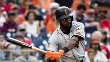 WASHINGTON, DC - JUNE 10: Austin Jackson #16 of the San Francisco Giants at bat against the Washington Nationals during the ninth inning at Nationals Park on June 10, 2018 in Washington, DC. (Photo by Scott Taetsch/Getty Images)