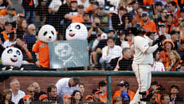 SAN FRANCISCO, CA - OCTOBER 24: Pablo Sandoval #48 of the San Francisco Giants waits to bat in the first inning while taking on the Kansas City Royals during Game Three of the 2014 World Series at AT&T Park on October 24, 2014 in San Francisco, California. (Photo by Ezra Shaw/Getty Images)