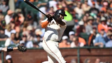 SAN FRANCISCO, CA - OCTOBER 01: Pablo Sandoval #48 of the San Francisco Giants bats against the San Diego Padres in the bottom of the fourth inning at AT&T Park on October 1, 2017 in San Francisco, California. (Photo by Thearon W. Henderson/Getty Images)