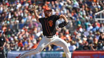 SCOTTSDALE, AZ - MARCH 09: Sam Dyson #49 of the San Francisco Giants delivers a pitch in the fifth inning of the spring training game against the Seattle Mariners at Scottsdale Stadium on March 9, 2018 in Scottsdale, Arizona. (Photo by Jennifer Stewart/Getty Images)