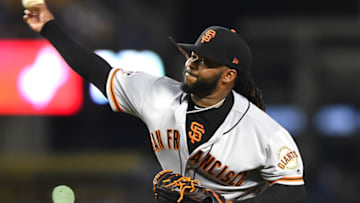 LOS ANGELES, CA - MARCH 30: Johnny Cueto #47 of the San Francisco Giants in the second inning inning of the game against the Los Angeles Dodgers at Dodger Stadium on March 30, 2018 in Los Angeles, California. (Photo by Jayne Kamin-Oncea/Getty Images)