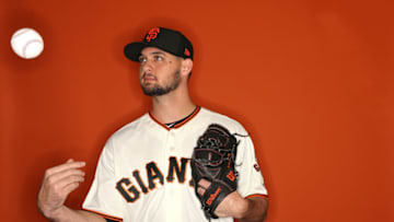 SCOTTSDALE, AZ - FEBRUARY 20: Tyler Beede #38 of the San Francisco Giants poses on photo day during MLB Spring Training at Scottsdale Stadium on February 20, 2018 in Scottsdale, Arizona. (Photo by Patrick Smith/Getty Images)