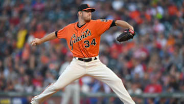 SAN FRANCISCO, CA - JUNE 01: Chris Stratton #34 of the San Francisco Giants pitches against the Philadelphia Phillies in the top of the second inning at AT&T Park on June 1, 2018 in San Francisco, California. (Photo by Thearon W. Henderson/Getty Images)