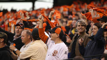 SF Giants fans get hyped. (Photo by Ezra Shaw/Getty Images)