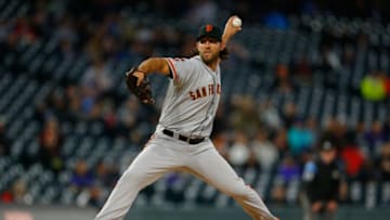 DENVER, CO - MAY 7: Starting pitcher Madison Bumgarner #40 of the San Francisco Giants delivers to home plate during the fourth inning against the Colorado Rockies at Coors Field on May 7, 2019 in Denver, Colorado. (Photo by Justin Edmonds/Getty Images)