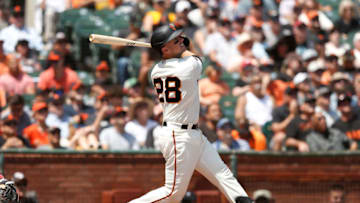 Buster Posey #28 of the SF Giants at Oracle Park on August 10, 2019 (Photo by Lachlan Cunningham/Getty Images)