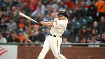 SF Giants outfielder Alex Dickerson was reinstated from paternity leave today and the team DFA'd Justin Smoak to clear a roster spot. (Photo by Ezra Shaw/Getty Images)