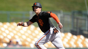 Mike Yastrzemski #5 of the San Francisco Giants runs the bases. (Photo by Ron Vesely/Getty Images)