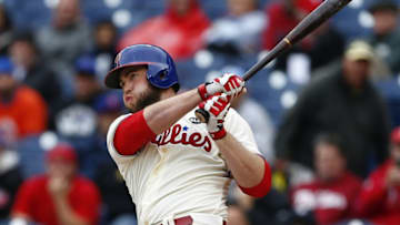PHILADELPHIA, PA - OCTOBER 1: Darin Ruf #18 of the Philadelphia Phillies hits a two run home run against the New York Mets during the fourth inning of a MLB game at Citizens Bank Park on October 1, 2015 in Philadelphia, Pennsylvania. (Photo by Rich Schultz/Getty Images)