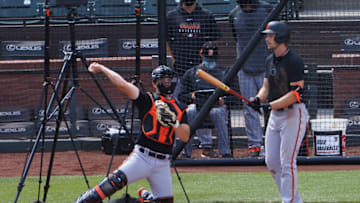 SF Giants 2020 first-round pick Patrick Bailey at the alternate site in Sacramento last summer. (Kelley L Cox-USA TODAY Sports)