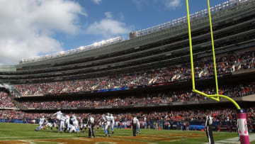 CHICAGO - OCTOBER 04: A general view of a field goal by the Chicago Bears against the Detroit Lions on October 4, 2009 at Soldier Field in Chicago, Illinois. The Bears defeated the Lions 48-24. (Photo by Jonathan Daniel/Getty Images)