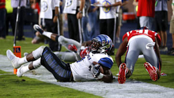 OXFORD, MS - OCTOBER 01: Anthony Miller #3 of the Memphis Tigers scores a touchdown during the first half of a game against the Mississippi Rebels at Vaught-Hemingway Stadium on October 1, 2016 in Oxford, Mississippi. (Photo by Jonathan Bachman/Getty Images)