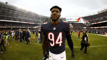 CHICAGO, IL - OCTOBER 22: Leonard Floyd #94 of the Chicago Bears walks off of the field after the Bears defeated the Carolina Panthers 17-3 at Soldier Field on October 22, 2017 in Chicago, Illinois. (Photo by Wesley Hitt/Getty Images)
