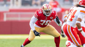 August 14, 2021; Santa Clara, California, USA; San Francisco 49ers offensive tackle Shon Coleman (78) during the first quarter against the Kansas City Chiefs at Levi's Stadium. Mandatory Credit: Kyle Terada-USA TODAY Sports