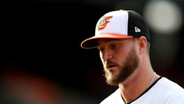 BALTIMORE, MARYLAND - APRIL 04: Mike Wright #43 of the Baltimore Orioles leaves the game against the New York Yankees at Oriole Park at Camden Yards on April 04, 2019 in Baltimore, Maryland. (Photo by Rob Carr/Getty Images)