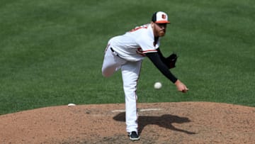 BALTIMORE, MARYLAND - APRIL 07: Pitcher Dan Straily #53 of the Baltimore Orioles throws to a New York Yankees batter in the seventh inning at Oriole Park at Camden Yards on April 07, 2019 in Baltimore, Maryland. (Photo by Rob Carr/Getty Images)