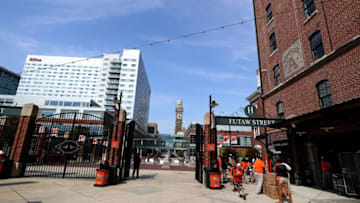 BALTIMORE, MARYLAND - SEPTEMBER 22: A general view of the Eutaw Street entrance during the Baltimore Orioles and Seattle Mariners game at Oriole Park at Camden Yards on September 22, 2019 in Baltimore, Maryland. (Photo by Rob Carr/Getty Images)