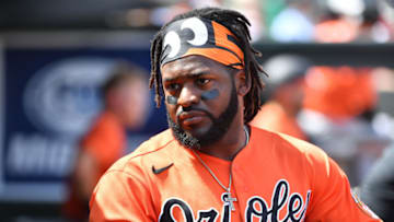 JUPITER, FLORIDA - MARCH 04: Dwight Smith Jr. #35 of the Baltimore Orioles looks on in the first inning during the spring training game against the Miami Marlins at Roger Dean Chevrolet Stadium on March 04, 2020 in Jupiter, Florida. (Photo by Mark Brown/Getty Images)