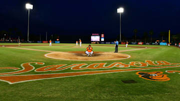 SARASOTA, FLORIDA - MARCH 10: A general view of Ed Smith Stadium during a Grapefruit League spring training game between the Baltimore Orioles and the Atlanta Braves on March 10, 2020 in Sarasota, Florida. (Photo by Julio Aguilar/Getty Images)