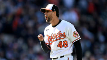 Jorge Lopez #48 of the Baltimore Orioles. (Photo by Greg Fiume/Getty Images)