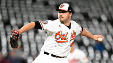 BALTIMORE, MARYLAND - MAY 03: Keegan Akin #45 of the Baltimore Orioles pitches against the Minnesota Twins at Oriole Park at Camden Yards on May 03, 2022 in Baltimore, Maryland. (Photo by G Fiume/Getty Images)