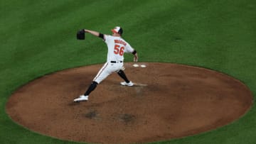 Kyle Bradish #56 of the Baltimore Orioles. (Photo by Patrick Smith/Getty Images)