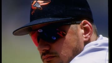 Pitcher Ben McDonald of the Baltimore Orioles looks on. Mandatory Credit: J.D. Cuban /Allsport