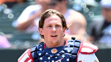 Adley Rutschman #35 of the Baltimore Orioles. (Photo by Greg Fiume/Getty Images)