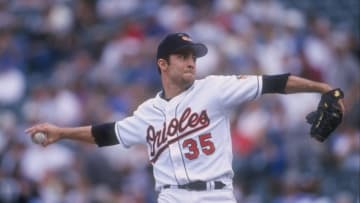 16 Apr 1998: Pitcher Mike Mussina of the Baltimore Orioles in action during a game against the Chicago White Sox at Camden Yards in Baltimore, Maryland. The White Sox defeated the Orioles 8-2. Mandatory Credit: Jamie Squire /Allsport