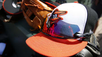 SARASOTA, FL- MARCH 08: A Baltimore Orioles hat is seen against the Toronto Blue Jays on March 8, 2017 at Ed Smith Stadium in Sarasota, Florida. (Photo by Justin K. Aller/Getty Images) *** Local Caption ***