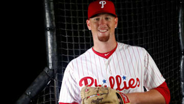 CLEARWATER, FL - FEBRUARY 20: Tom Eshelman #71 of the Philadelphia Phillies poses for a portrait on February 20, 2018 at Spectrum Field in Clearwater, Florida. (Photo by Brian Blanco/Getty Images)