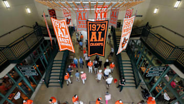 SARASOTA, FL - FEBRUARY 23: Fans make their way into the ball park prior to a Grapefruit League spring training game between the Tampa Bay Rays and Baltimore Orioles at Ed Smith Stadium on February 23, 2018 in Sarasota, Florida. (Photo by Joe Robbins/Getty Images)