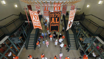 SARASOTA, FL - FEBRUARY 23: Fans make their way into the ball park prior to a Grapefruit League spring training game between the Tampa Bay Rays and Baltimore Orioles at Ed Smith Stadium on February 23, 2018 in Sarasota, Florida. (Photo by Joe Robbins/Getty Images)