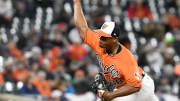 BALTIMORE, MD - MARCH 31: Pedro Araujo #38 of the Baltimore Orioles pitches in the eighth inning of his major league debut against the Minnesota Twins at Oriole Park at Camden Yards on March 31, 2018 in Baltimore, Maryland. (Photo by Greg Fiume/Getty Images)