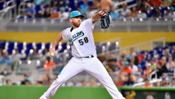 MIAMI, FL - JUNE 9: Dan Straily #58 of the Miami Marlins throws a pitch during the second inning against the San Diego Padres at Marlins Park on June 9, 2018 in Miami, Florida. (Photo by Eric Espada/Getty Images)