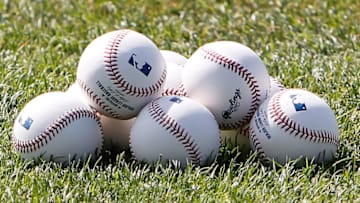 SARASOTA, FL - APRIL 03: Spring Training baseballs sit on the field prior to the start of the Grapefruit League Spring Training Game between the Baltimore Orioles and the New York Mets at Ed Smith Stadium on April 3, 2010 in Sarasota, Florida. (Photo by J. Meric/Getty Images)