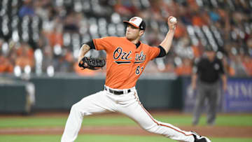 BALTIMORE, MD - SEPTEMBER 23: Tanner Scott #66 of the Baltimore Orioles pitcher sin the ninth inning during a baseball game against the Tampa Bay Rays at Oriole Park at Camden Yards on September 23, 2017 in Baltimore, Maryland. (Photo by Mitchell Layton/Getty Images)