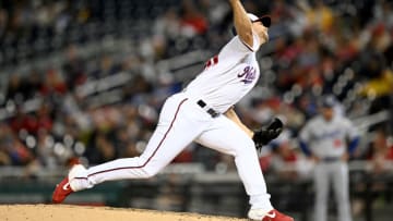 New Baltimore Orioles - Austin Voth #50 of the Washington Nationals. (Photo by G Fiume/Getty Images)
