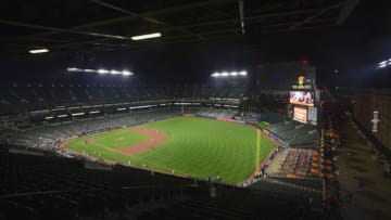 Sep 17, 2018; Baltimore, MD, USA; A general view of Oriole Park at Camden Yards during the seventh inning of the game between the Baltimore Orioles and the Toronto Blue Jays. 8,198 fans attended the game. Mandatory Credit: Tommy Gilligan-USA TODAY Sports