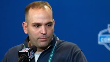 Feb 25, 2016; Indianapolis, IN, USA; Jacksonville Jaguars general manager David Caldwell speaks to the media during the 2016 NFL Scouting Combine at Lucas Oil Stadium. Mandatory Credit: Trevor Ruszkowski-USA TODAY Sports