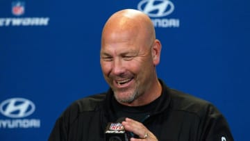Feb 25, 2016; Indianapolis, IN, USA; Jacksonville Jaguars head coach Gus Bradley speaks to the media during the 2016 NFL Scouting Combine at Lucas Oil Stadium. Mandatory Credit: Trevor Ruszkowski-USA TODAY Sports