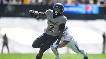 BOULDER, CO - SEPTEMBER 14: Wide receiver Laviska Shenault Jr. #2 of the Colorado Buffaloes carries the ball against the Air Force Falcons in the fourth quarter of a game at Folsom Field on September 14, 2019 in Boulder, Colorado. (Photo by Dustin Bradford/Getty Images)